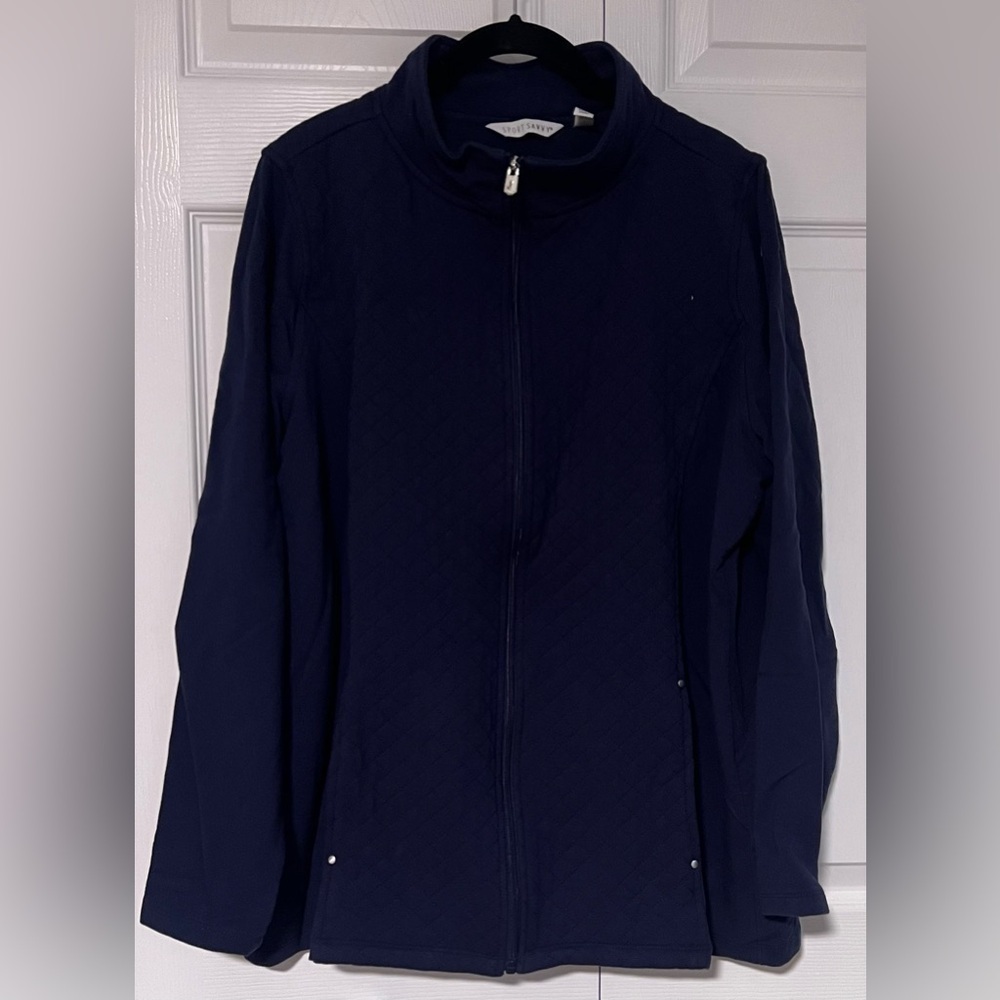 Women's Sport Savvy Navy Semi Quilted Zip Up Jacket